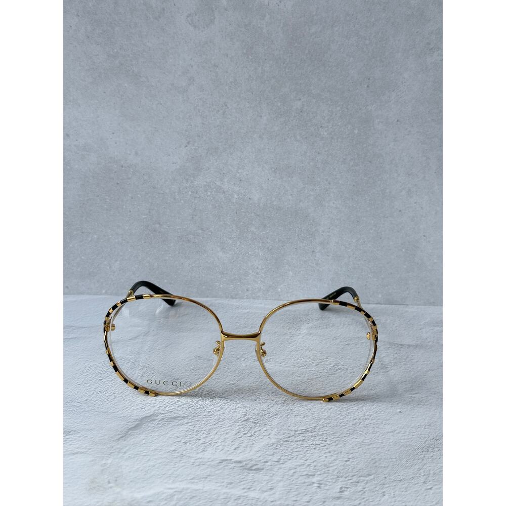 NEW Gucci GG0596OA Gold Black Round Eyeglasses Frames - Picture 5 of 9